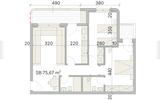 Plan F4 - SB 75,67 m²